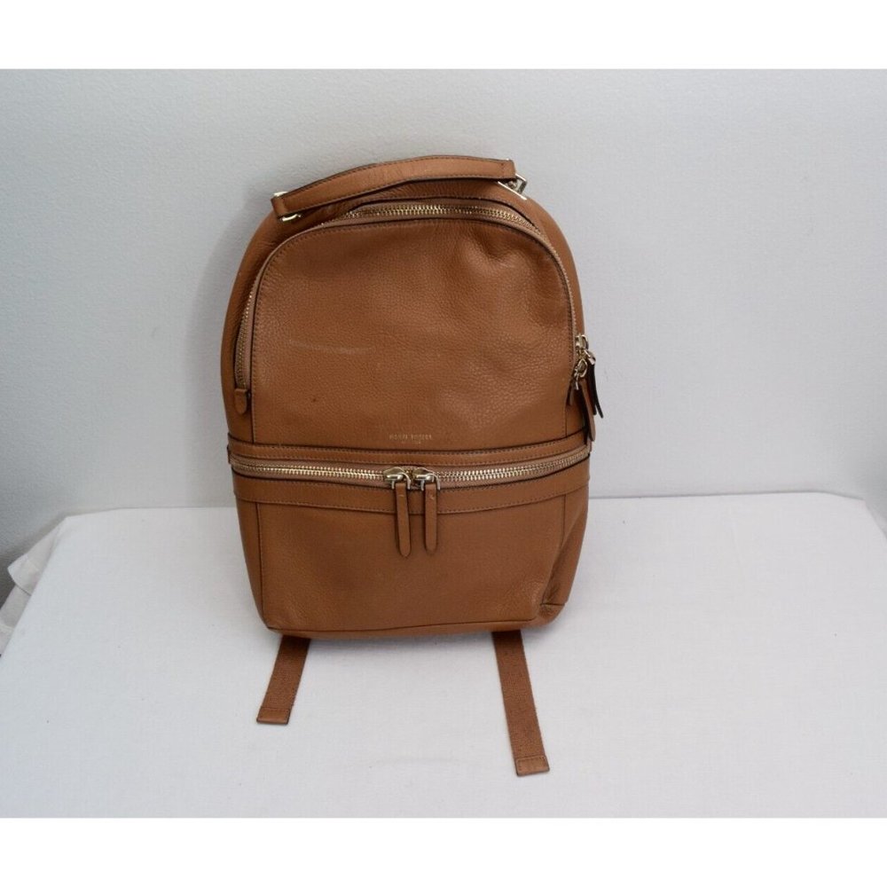 henri bendel Brown Tan Noho Leather Backpack Travel Office Casual FLAWS